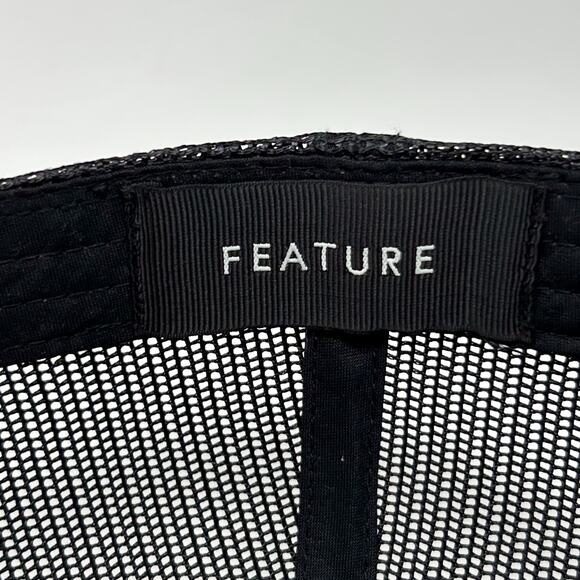 Feature Trucker Hat Cap Black Streetwear Sneaker Culture Mesh Snapback 5 Panel - Picture 8 of 9